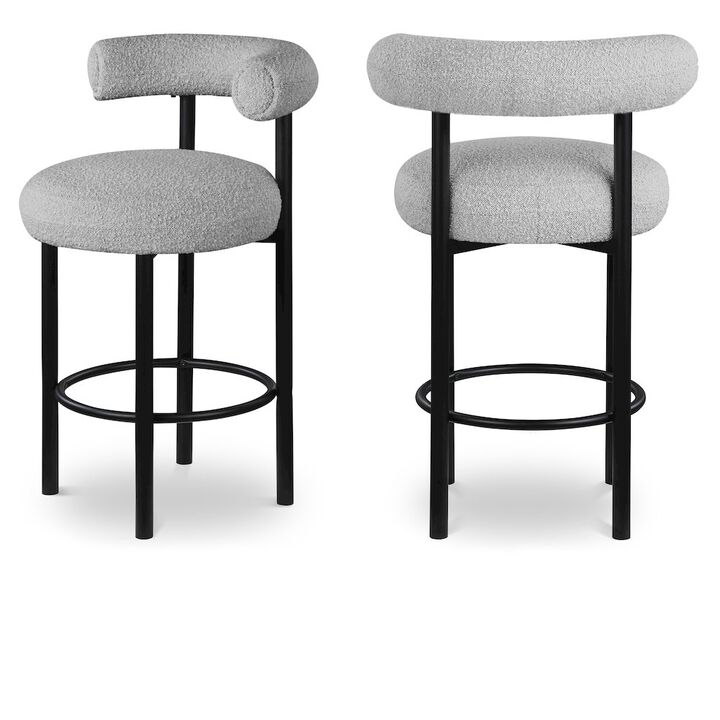 Meridian Furniture Bordeaux Boucle Fabric Stool, Set of 2