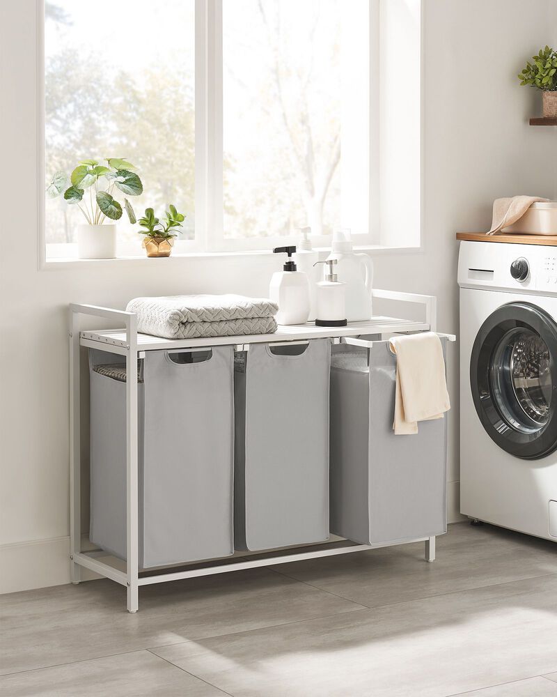 Laundry Sorter with 3 Pull-Out Bags and Removable Bins for Organized Laundry Days image number 1
