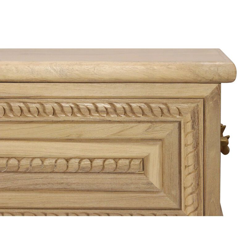 Noelle 55 Storage Bench in Distressed White on Teak Wood