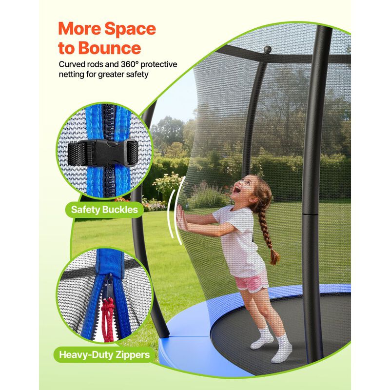 Outdoor Trampoline with Rust-Resistant Frame, Safety Enclosure Net & Thick Protective Pad image number 6