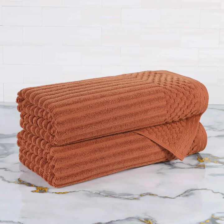 2-Piece Cotton Ribbed Bath Towel Set &ndash; Plush and Quick-Dry
