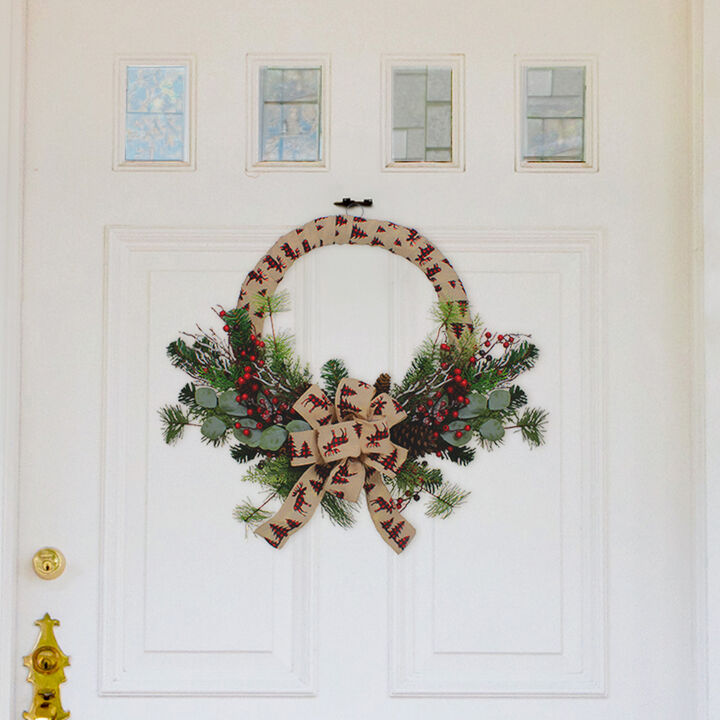 Burlap Wrapped Artificial Christmas Wreath - 24-Inch  Unlit