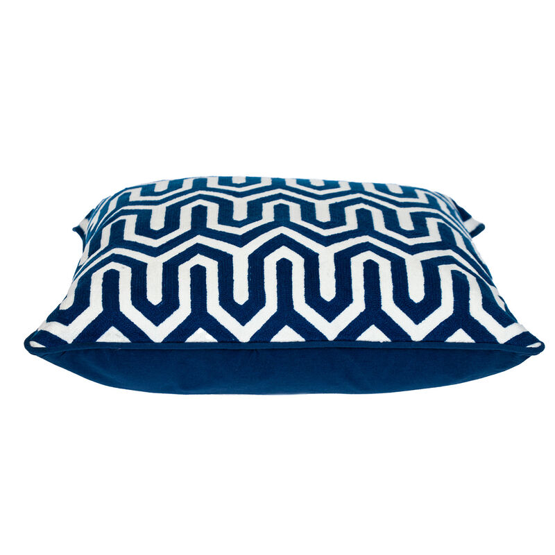 HomeRoots 20" Blue Geometric Cotton Throw Pillow image number 0