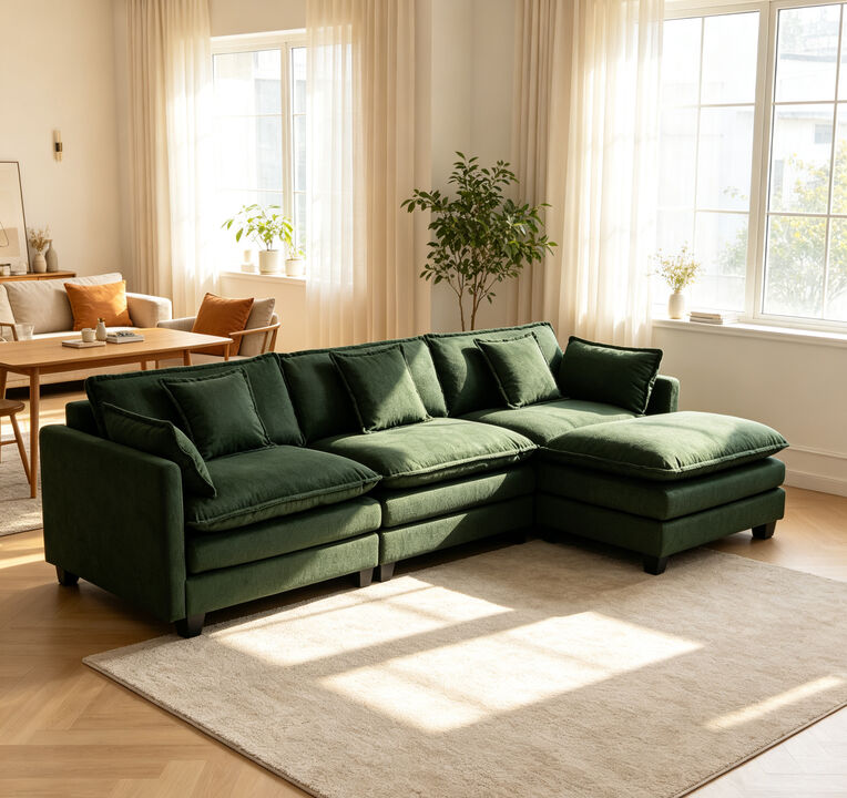 Saslip Modern 3seats with ottoman Sectional