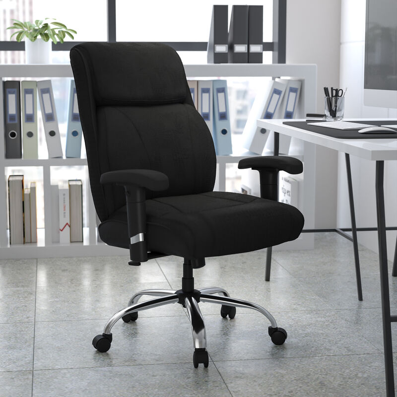 HERCULES Series Big & Tall 400 lb. Rated Fabric Ergonomic Task Office Chair with Line Stitching and Adjustable Arms image number 1