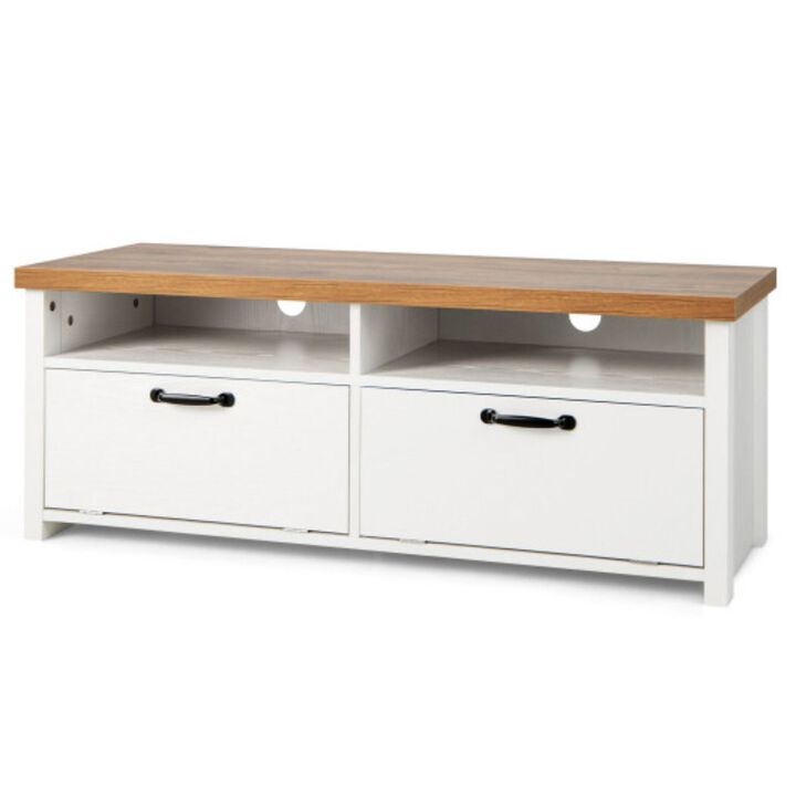 41.5 Inch Modern TV Stand with 2 Cabinets for TVs up to 48 Inch-White