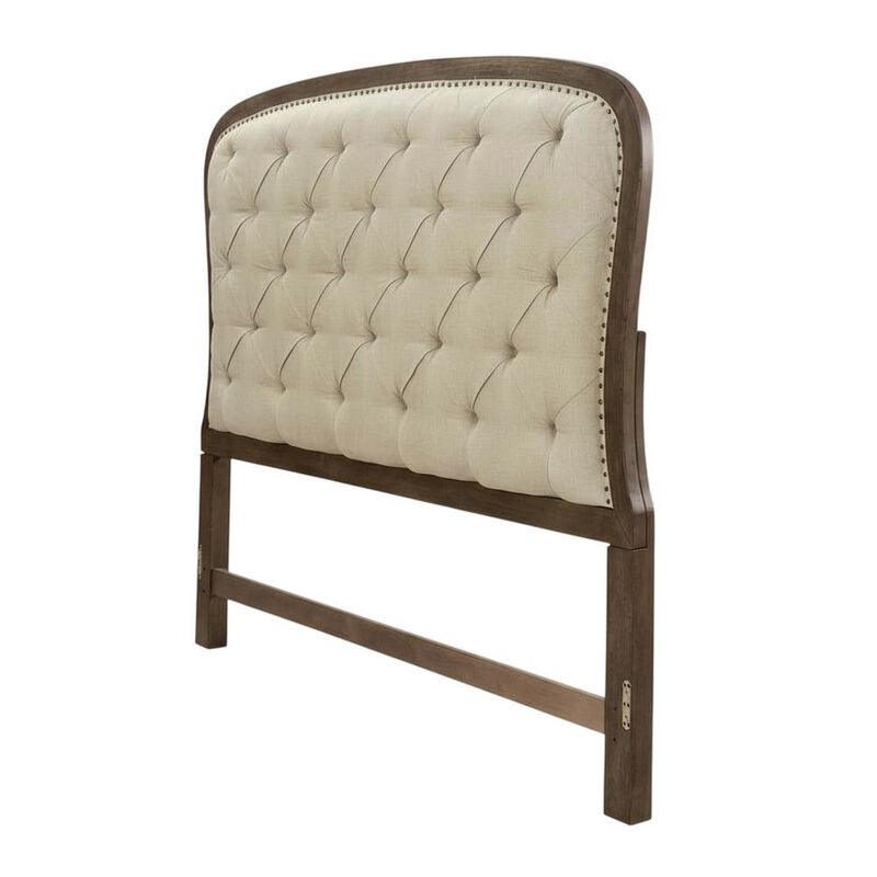 Liberty Furniture Dusty Taupe Tufted Panel Headboard with Black Finish Poplar Solids Wood image number 0