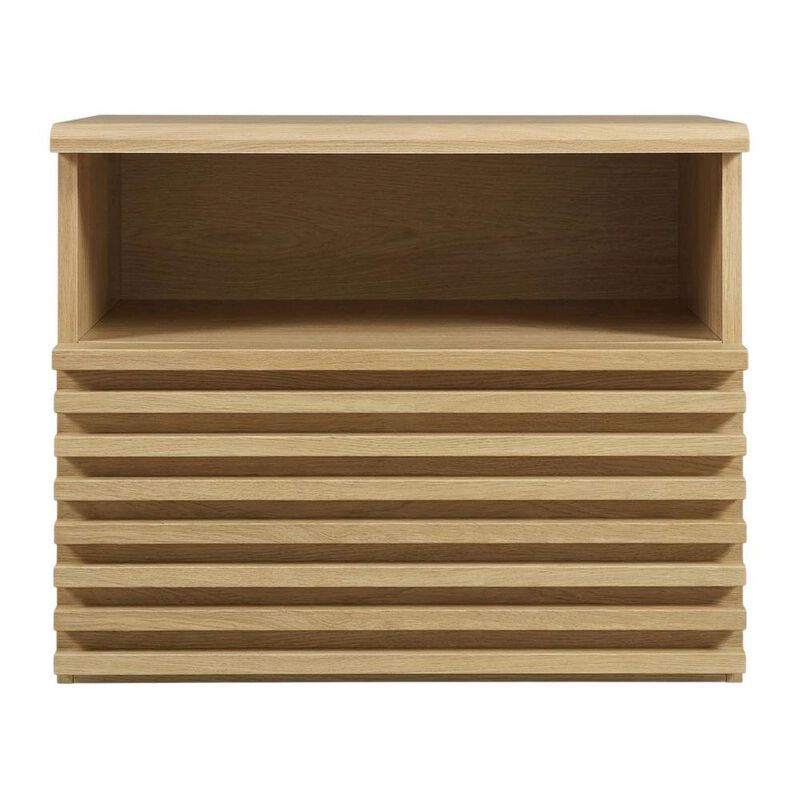 Wall-Mount Nightstand in Brown Finish with Modern Design image number 1
