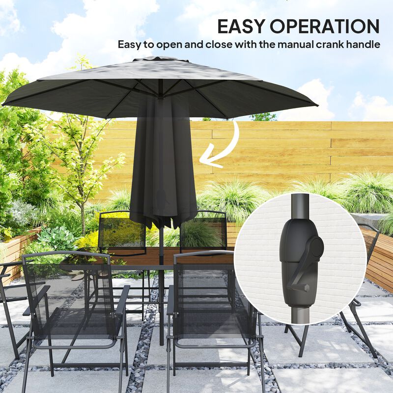 Hivvago Patio Furniture Set with Umbrella and Mesh Chairs image number 6