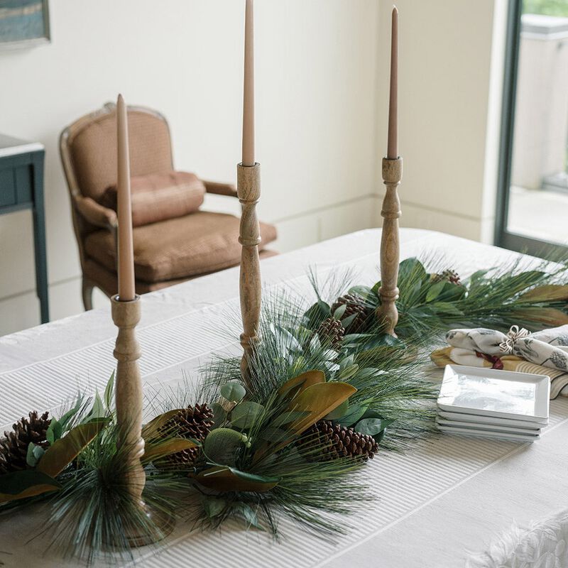 6' Magnolia, Eucalyptus, Pinecone, & Needle Pine Garland image number 2