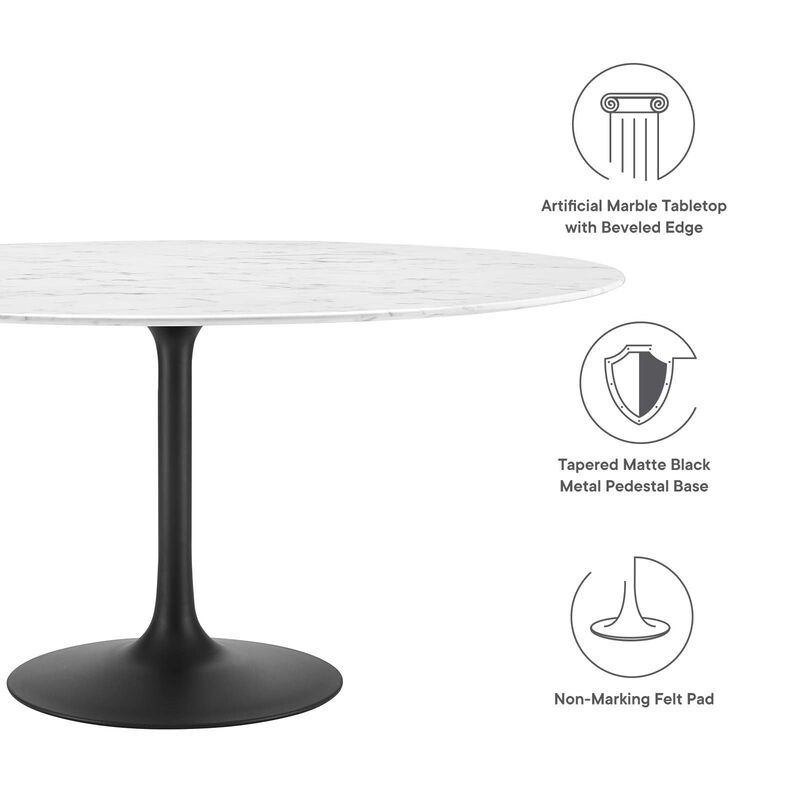 Modway - Lippa 60" Round Artificial Marble Dining Table Black White