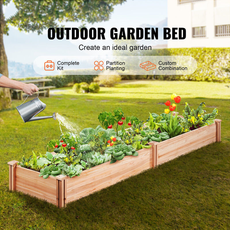 Wooden Raised Garden Bed for Vegetables, Herbs, and Flowers in Backyard or Patio
