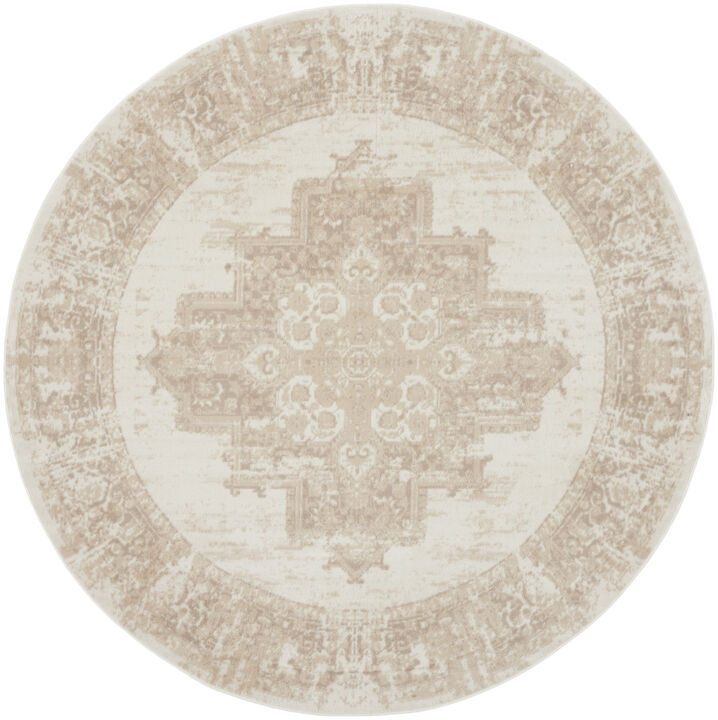 HomeRoots Floral Power Loom Round Rug
