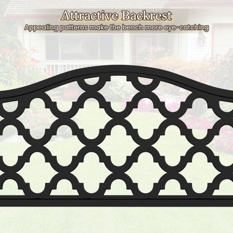 Hivvago 50.5 Inch Patio Bench with Curved Armrests for 2-3 People