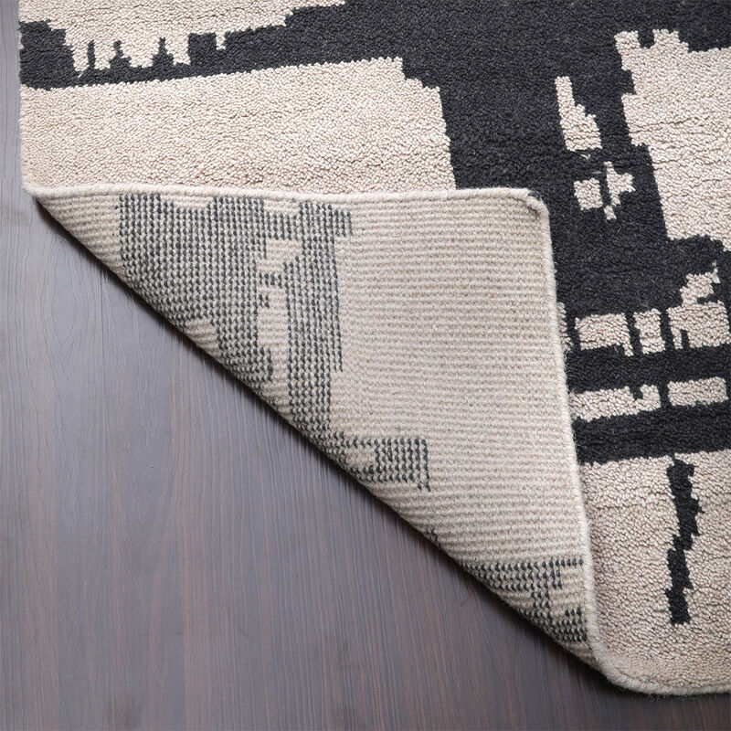 HAND KNOTTED WOOL Contemporary AREA RUGS  - Rectangle Shape, Contemporary Modern, Medium Pile Handmade Area Rugs for Living Room, Bed Room (N00065) image number 8