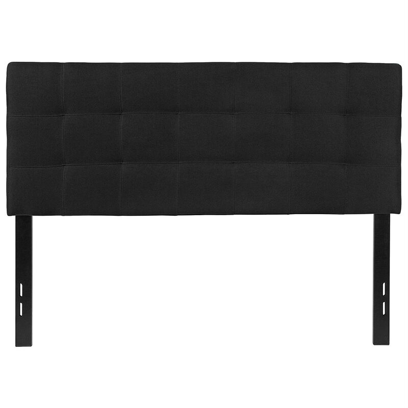 Hivvago Full size Modern Box-Stitch Black Fabric Upholstered Headboard