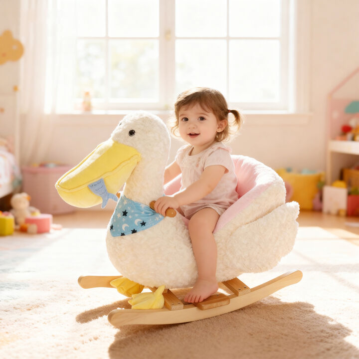 BreeBe Baby Rocking Horse Toy with Pelican Design and Duck Sound