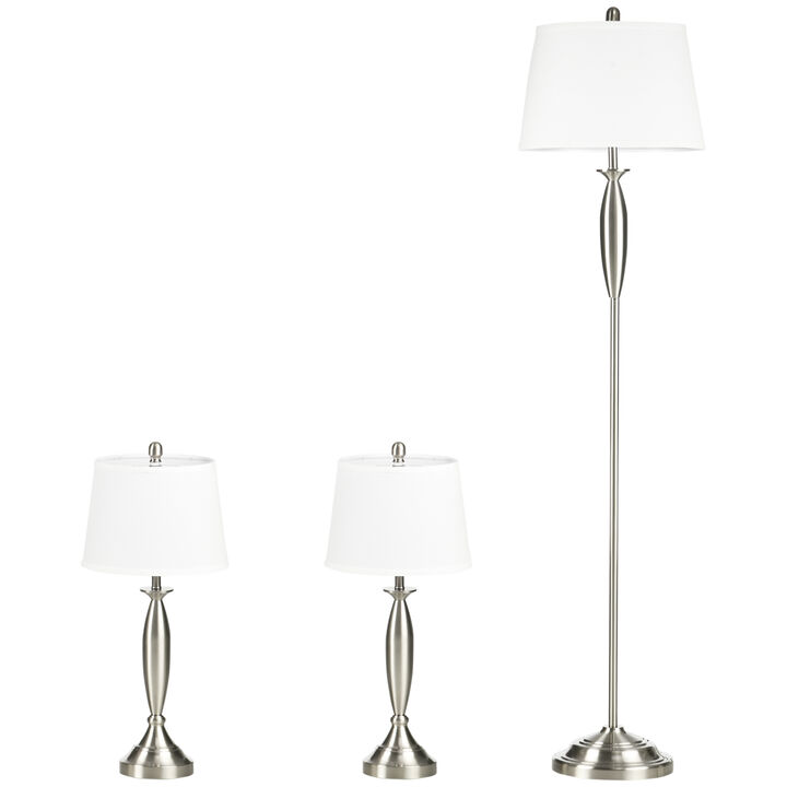 Modern Table Floor Lamp Set of 3 for Living Room, 3 Piece Lamp Set, Silver