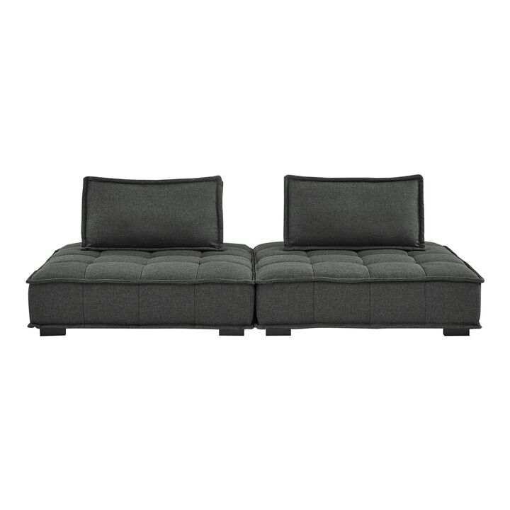 Saunter Tufted Fabric 2-Piece Loveseat Gray