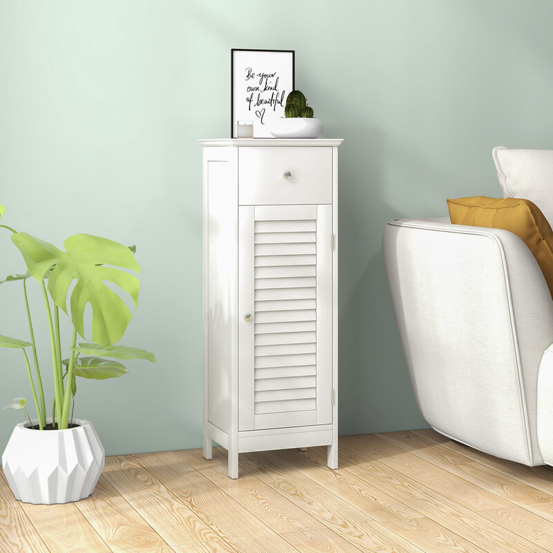 Woodern Bathroom Floor Storage Cabinet with Drawer and Shutter Door