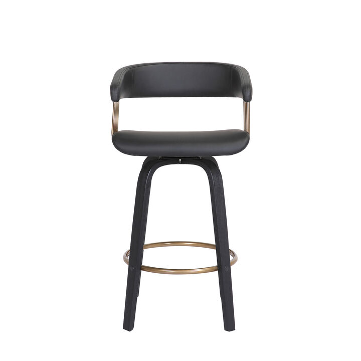 HomeRoots Faux Leather Counter Stool with Armrests and Bucket Seat