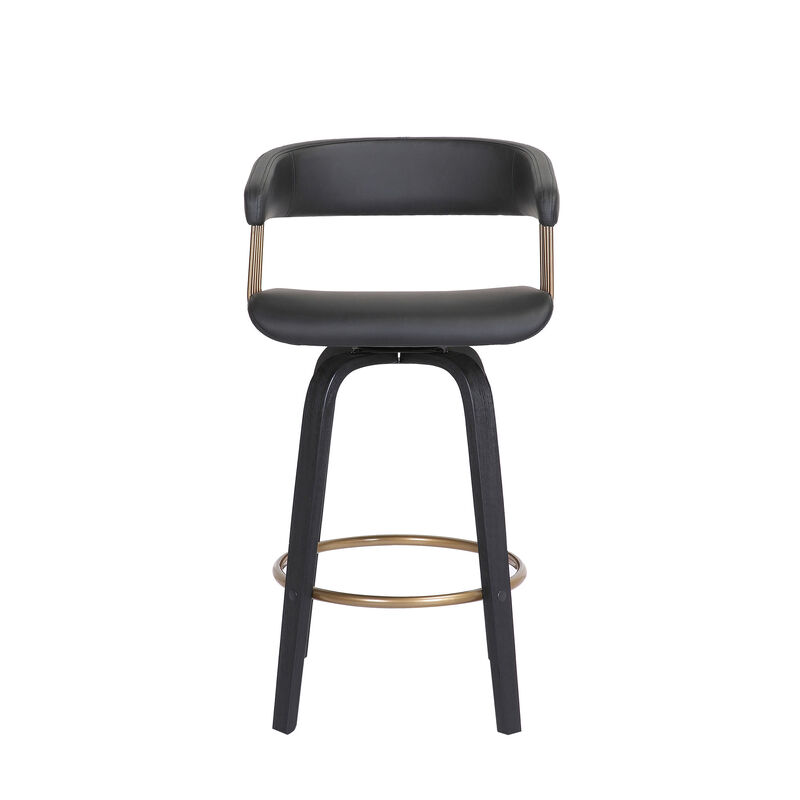 HomeRoots Faux Leather Counter Stool with Armrests and Bucket Seat image number 0