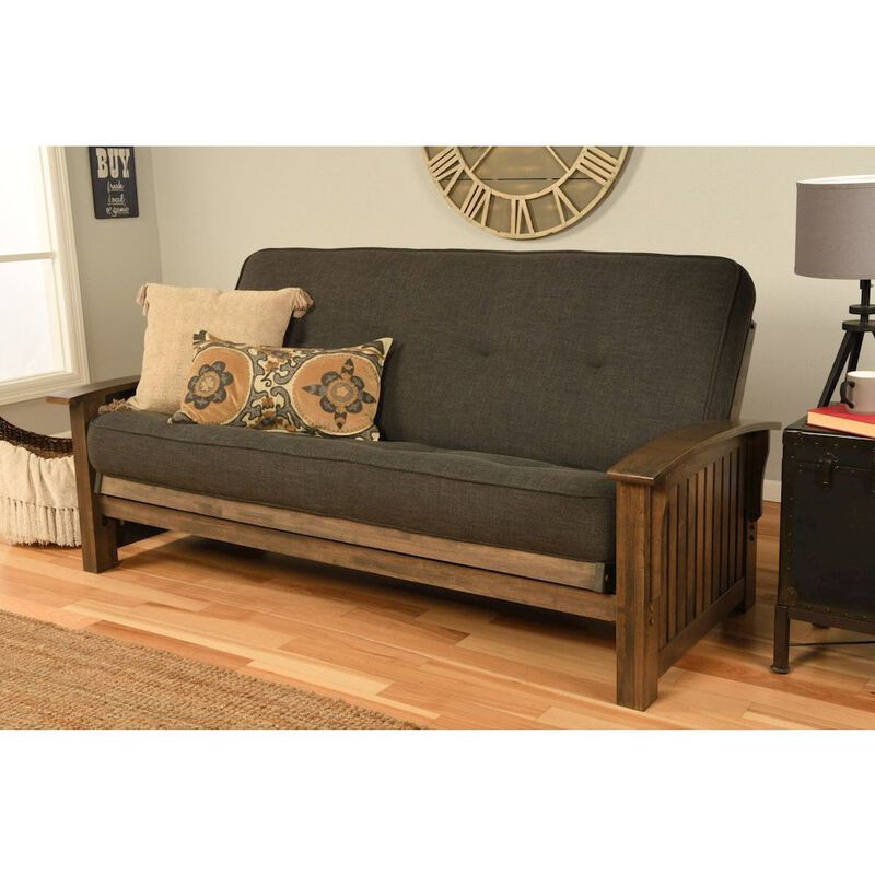 Washington Frame-Rustic Walnut Finish-Linen Charcoal Mattress