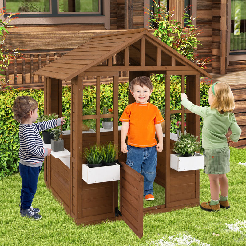 Interactive Outdoor Playhouse for Toddlers &ndash; Entry Door + Twin Service Counters