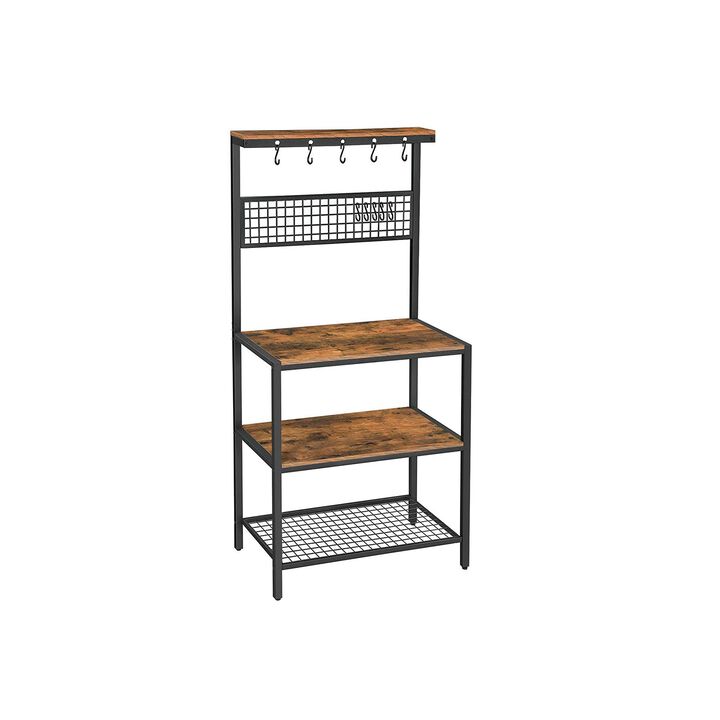 BreeBe Industrial Kitchen Bakers Rack with Hooks