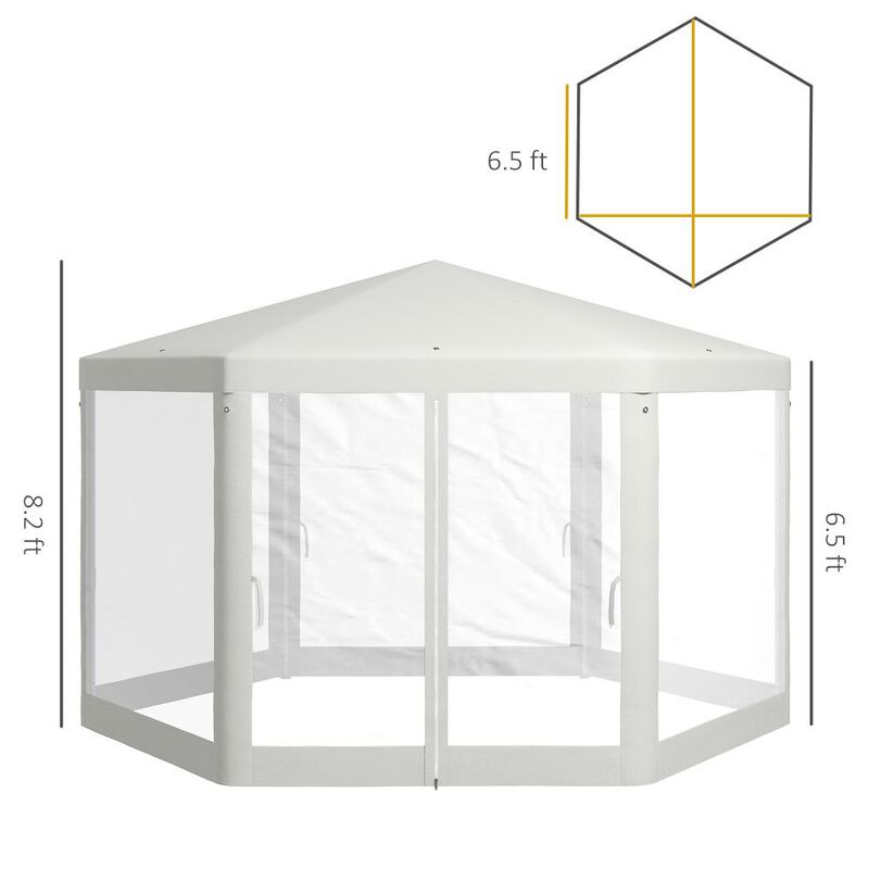 Hivvago 13' x 11' Hexagon Party Tent Canopy with Protective Mesh Walls image number 2