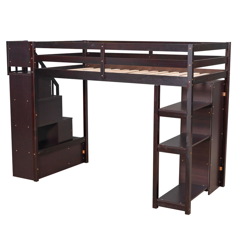 Merax Twin size Loft Bed with Storage Drawers and Stairs