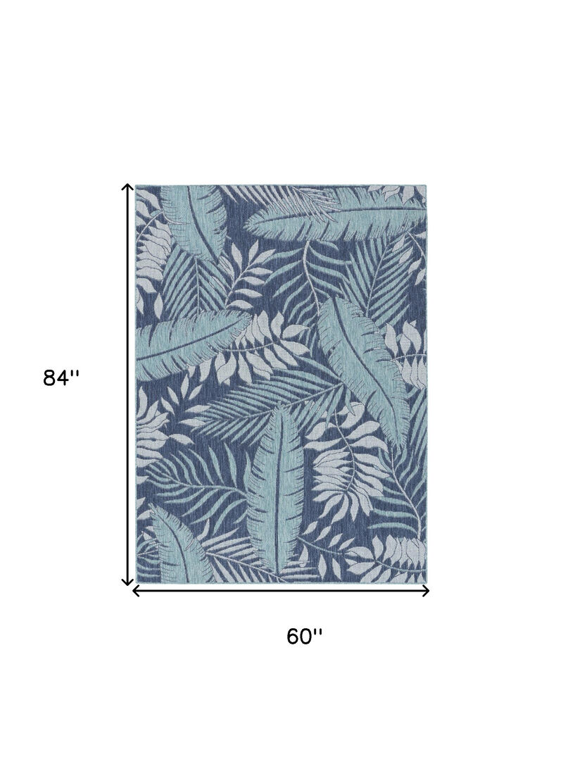 HomeRoots Palm Leaf Indoor Outdoor Area Rug image number 4