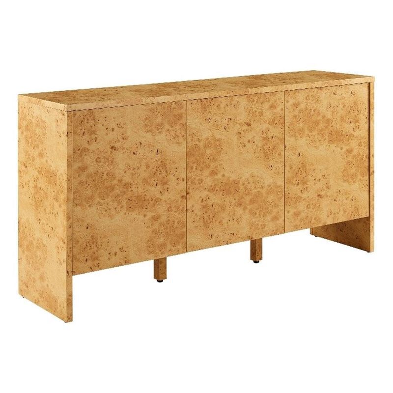 Modway Hudson Burl Wood Sideboard with 3 Doors in Natural - Modern Buffet Cabinet - Versatile High TV Stand Media Cabinet - 60 Inch Storage Sideboard for Living Room with Doors and Shelves image number 0