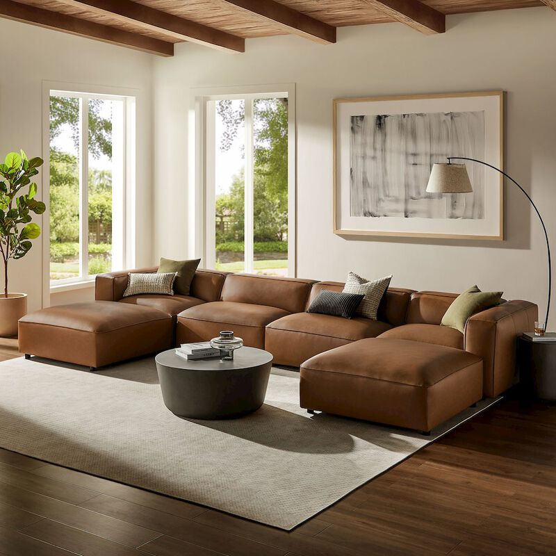 Auren 6-Piece Upholstered Vegan Leather Modular Sofa image number 7