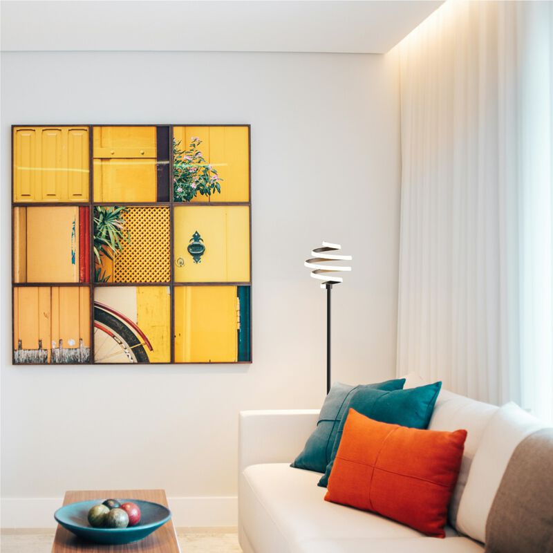 Spiral 24W LED Floor Lamp 59 in. - 3000K Warm White - Stepless Dimming in Matte Black