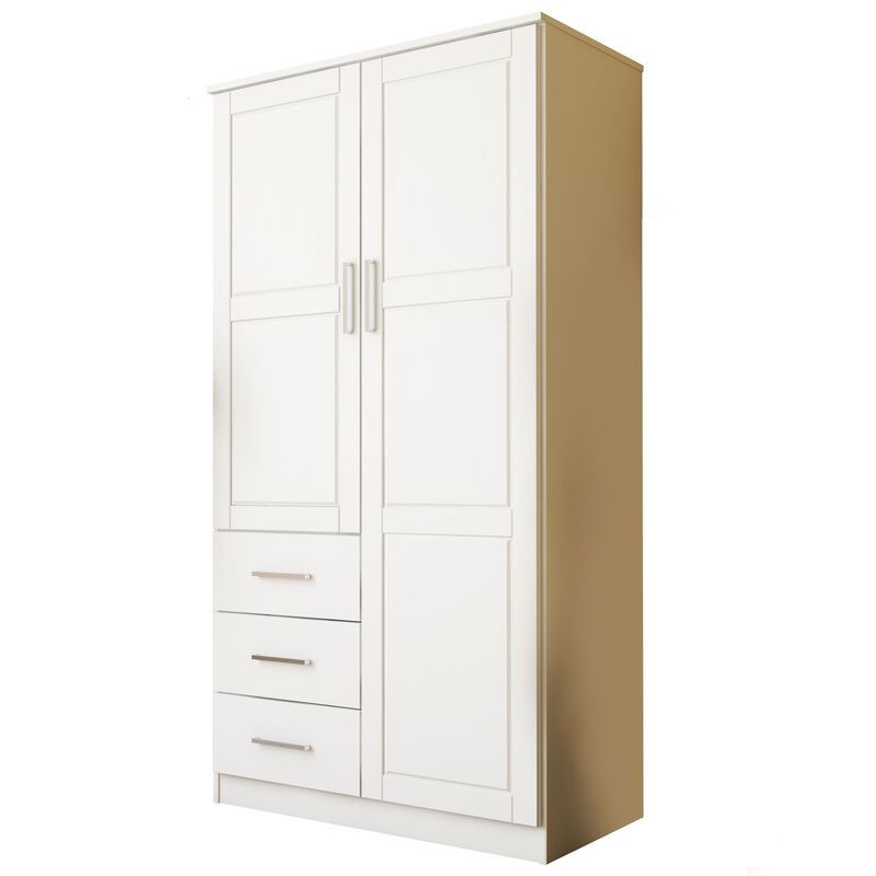 100% Solid Wood Metro 2-Door Wardrobe