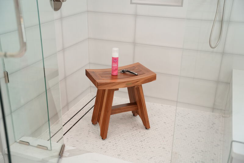 EcoDecors 18 Inch Serenity Waterproof Teak Wood Shower Bench