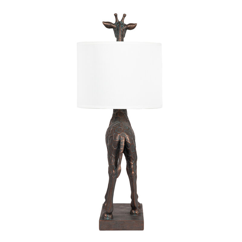 Giraffe Table Lamp with Linen Shade, Bronze Finish image number 4