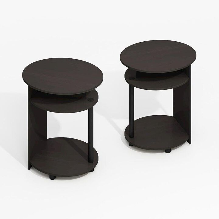 JAYA Simple Design Oval End Table, Side Table, Black Walnut, Set of 2