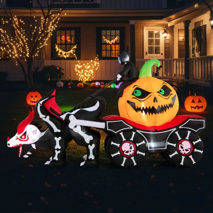 Halloween Inflatable LED Lighted Carriage Ghost Carriage with Skeleton Dragon and Pumpkin
