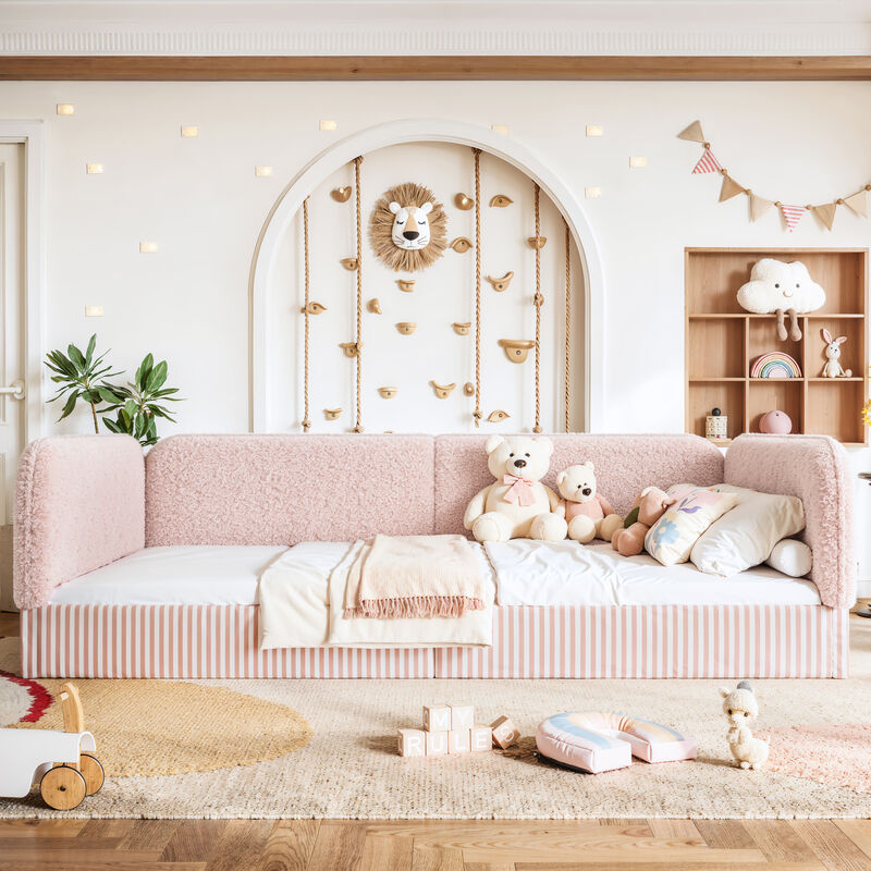 Vosang Teddy Boucl&eacute; Upholstered Kids Daybed Frame image number 2