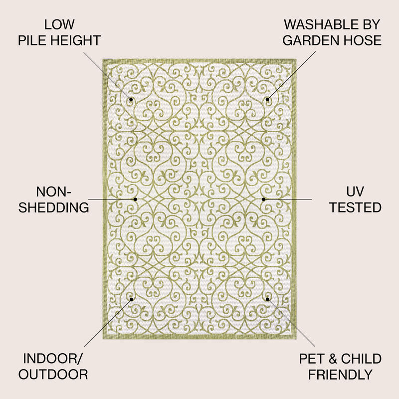 Madrid Vintage Filigree Textured Weave Indoor/Outdoor Area Rug
