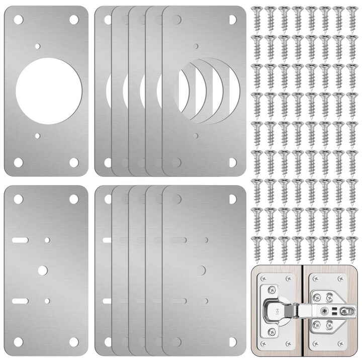 Zqeven 12-Pack Hinge Repair Kit - Cabinet Door Hinge Repair Plate Hinge Fixing Plate for Kitchen Cupboard Door Locker Cabinet Do
