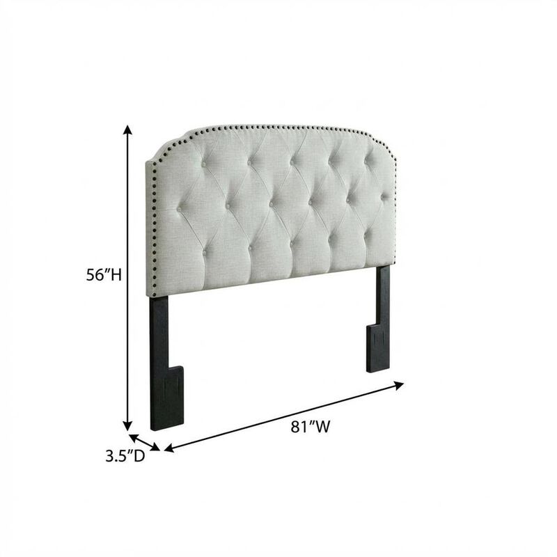 Light Gray Upholstered King Headboard, Solid Rubberwood Frame image number 5