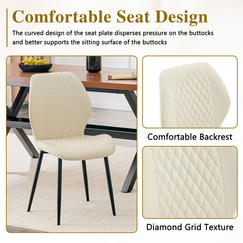 Whisen 4-Pack PU Leather Dining Chairs with Metal Legs, Light Luxury Upholstered Accent Chairs for Dining Room, Office, Study image number 4