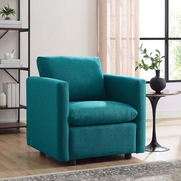 Modway Activate Contemporary Modern Fabric Upholstered Accent Lounge Armchair In Teal
