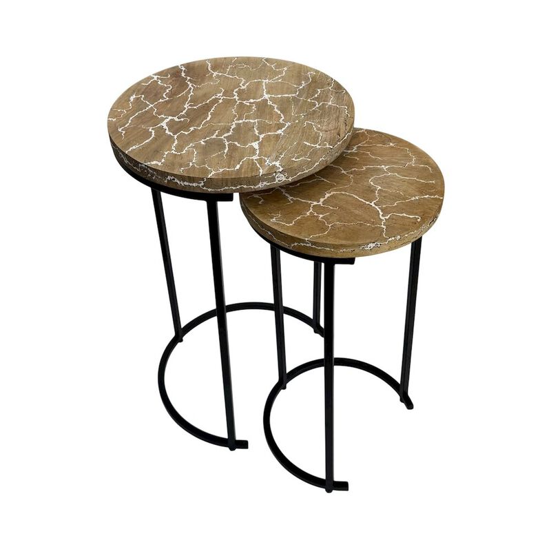 Carolina Chair & Table Electra 24 Round Nesting Table - Electrified Wood - White