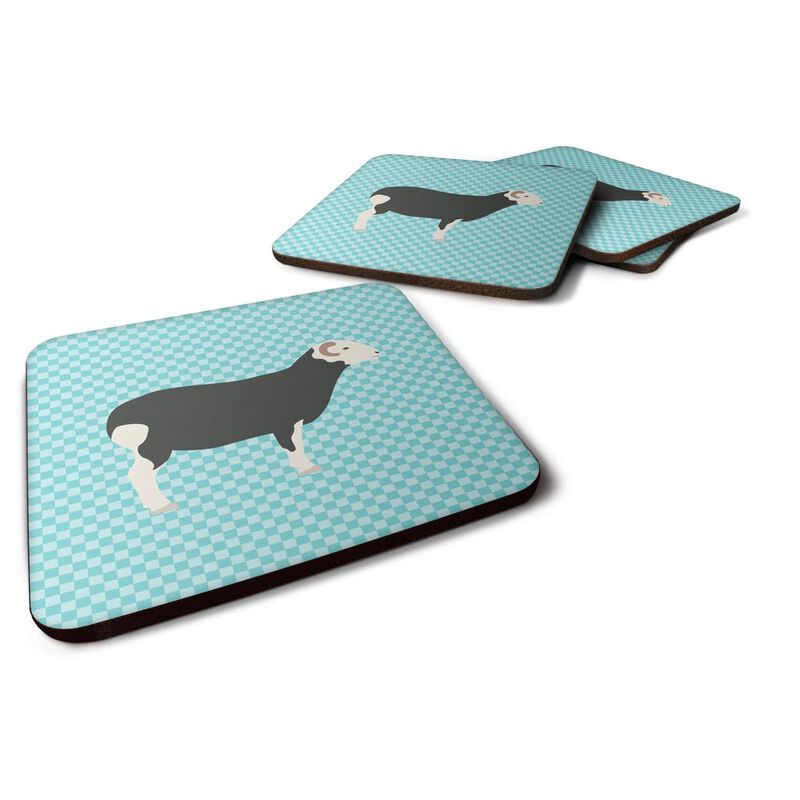 Caroline's Treasures Herwick Sheep Blue Check Decorative coasters, 3.5, Multicolor