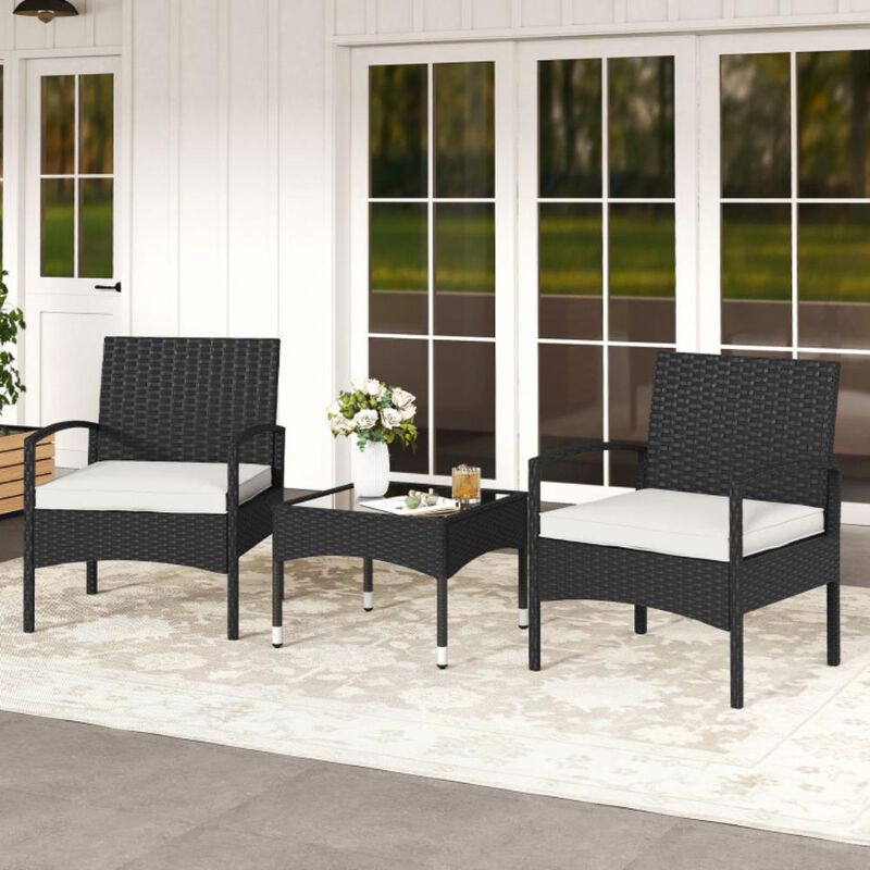 Hivvago 3-Piece Patio Furniture Set Rattan Bistro Chairs with Table image number 1