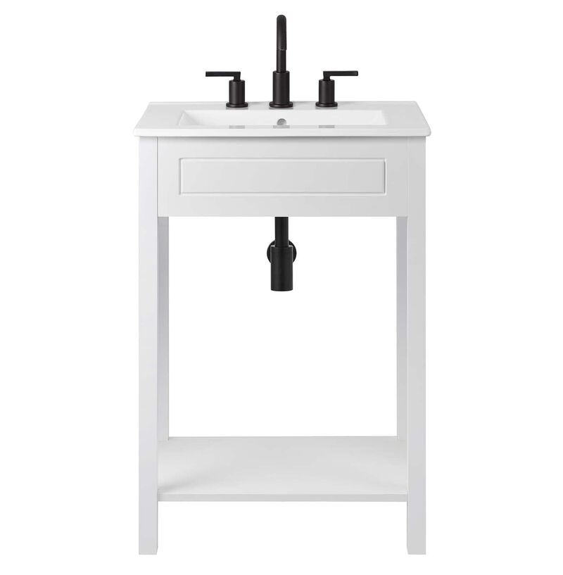 Modway Altura 24" MDF Ceramic and Particleboard Bathroom Vanity in White image number 6